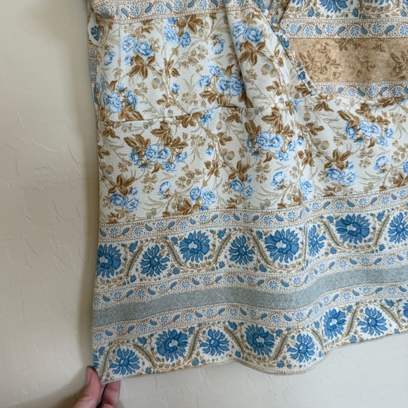 IRE Y2K Top Multicolor Neutral Floral Babydoll Wrap Top - Picture 6 of 8